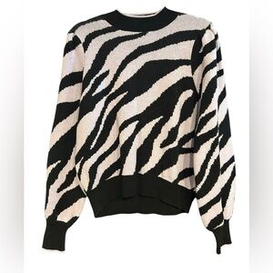 Who What Wear Zebra Print Sweater in Black and Purple